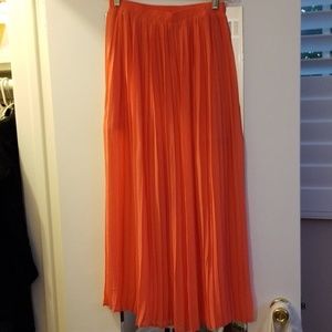 3 Forever 21 Coral Purple Peach Pleated Maxi Skirt